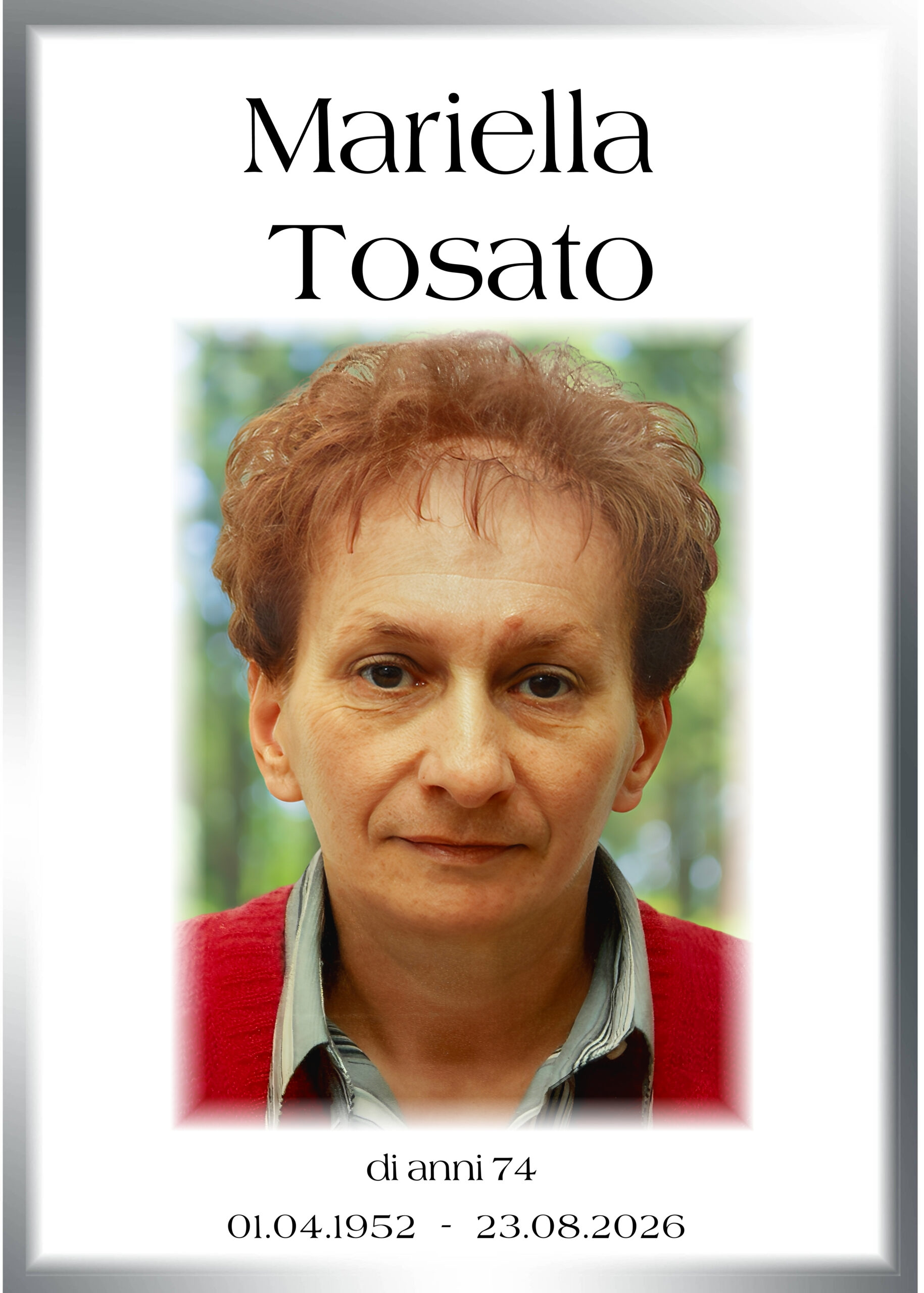 Necrologio Mariella Tosato